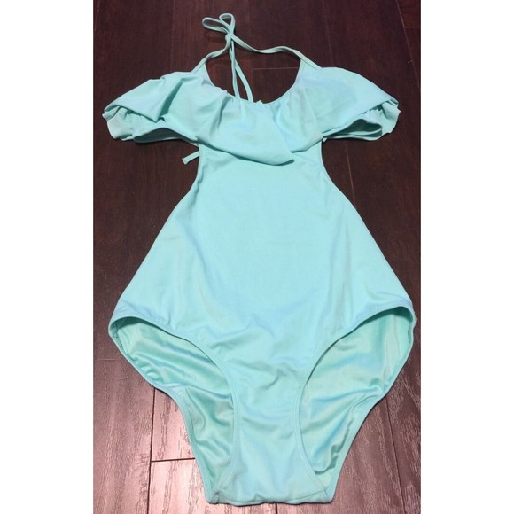 Victoria's Secret Other - VICTORIA’S SECRET M Medium Aqua Ruffle Removeable Padding Monokini One Piece EUC
